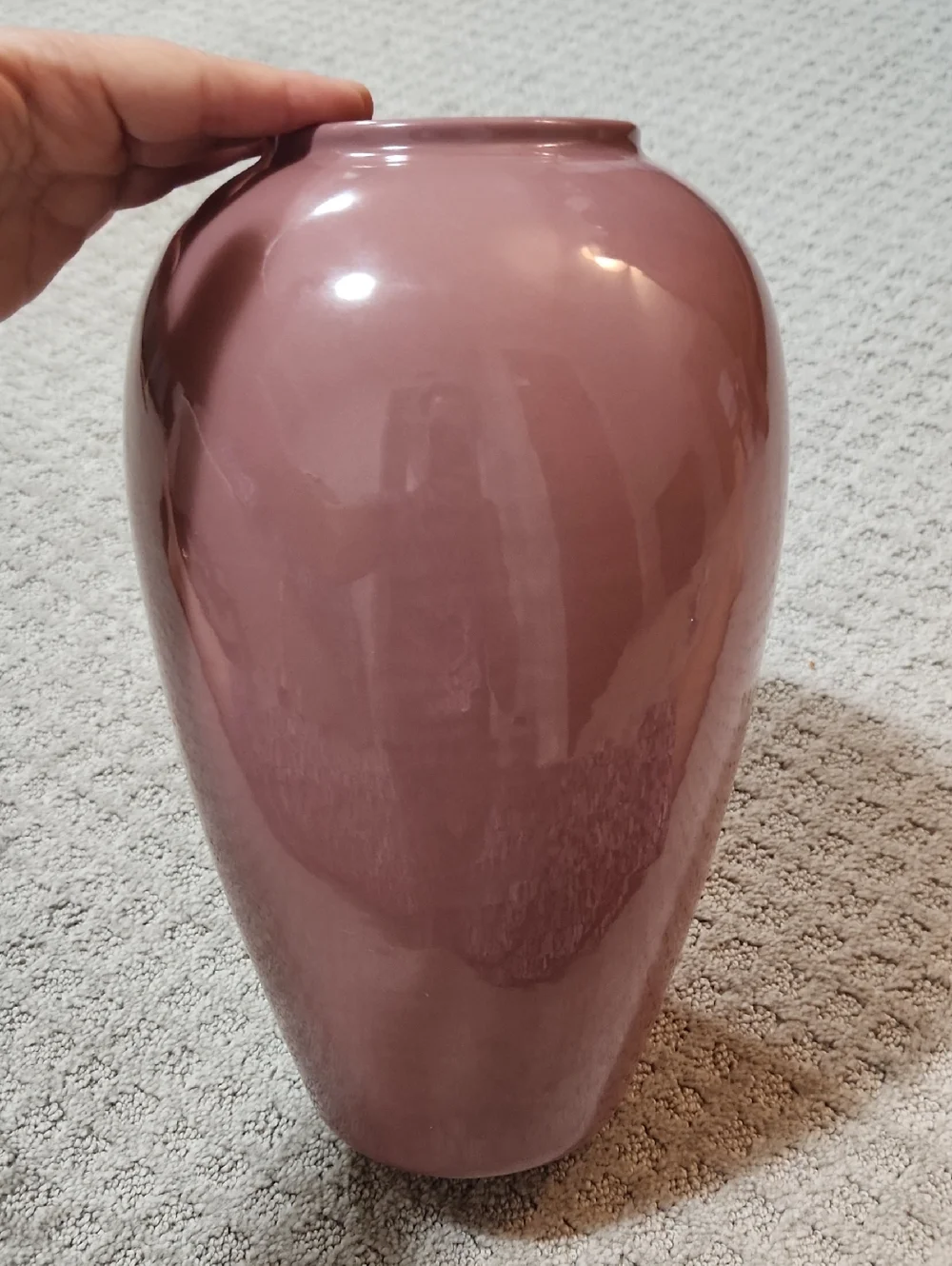 Haeger Vintage 80s Large Ceramic Vase in Dusty Rose Mauve